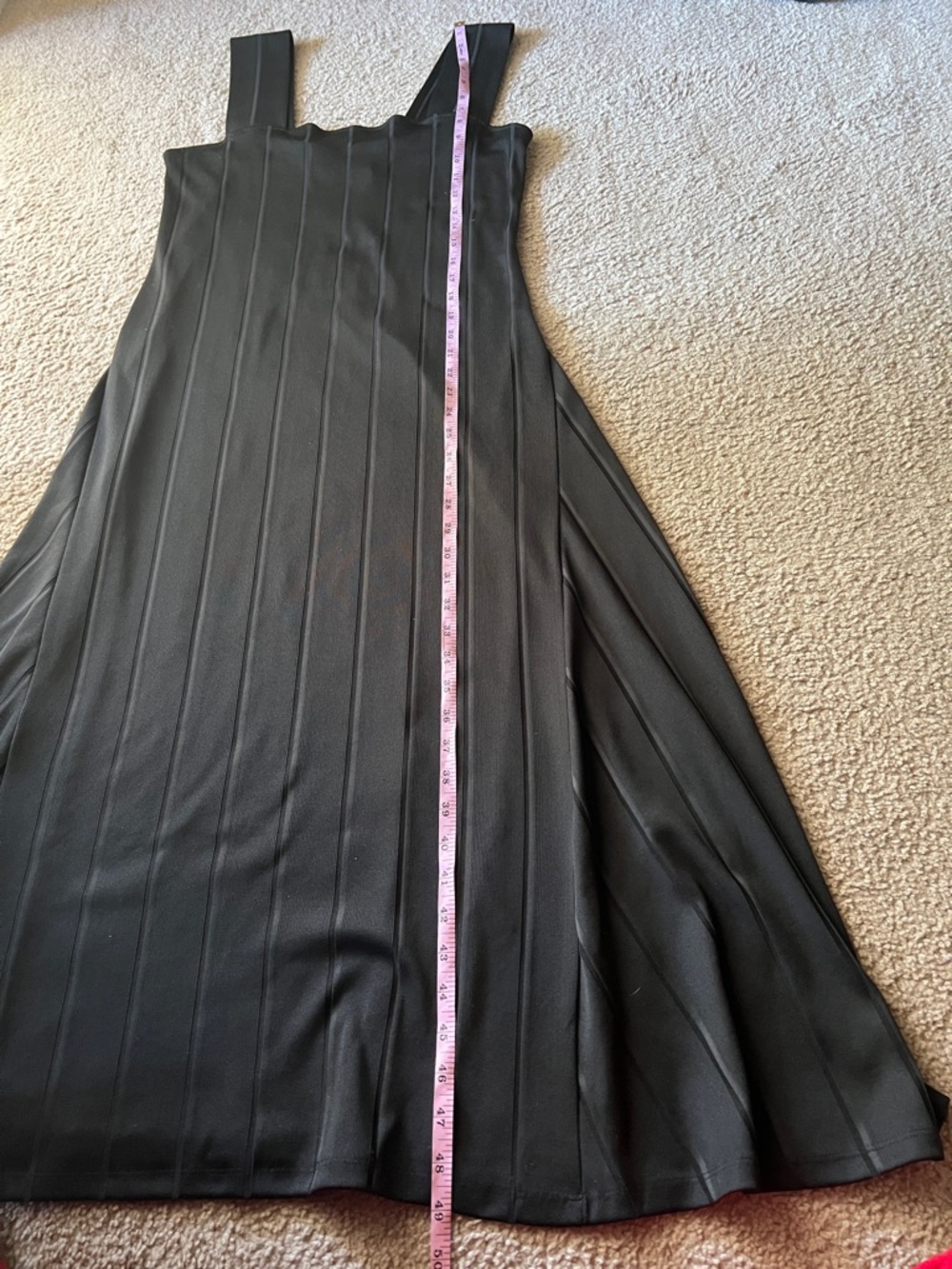 Theory Paneled Black Square-Neck Flare Midi Dress with Wide Straps Sz Large - Picture 8 of 11